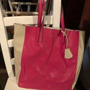 Never used - pink and white stripe tote bag